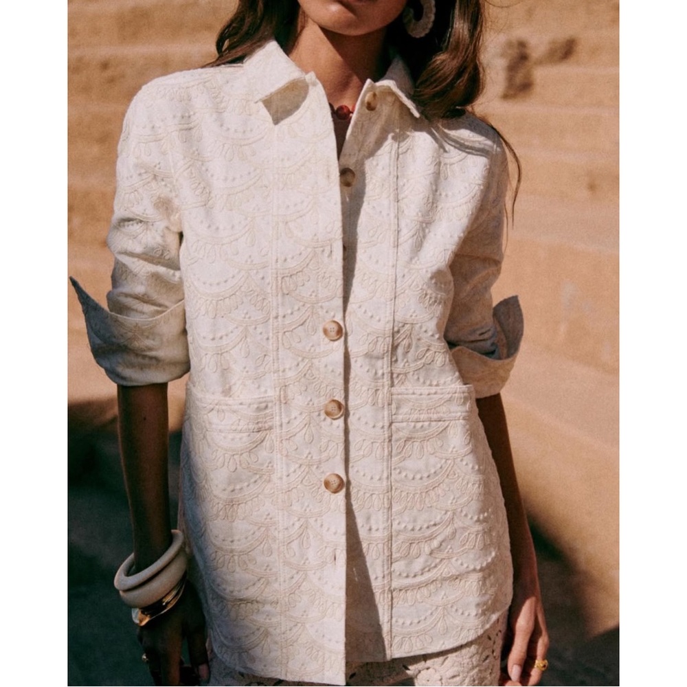 Sezane Cream Textured Jacket